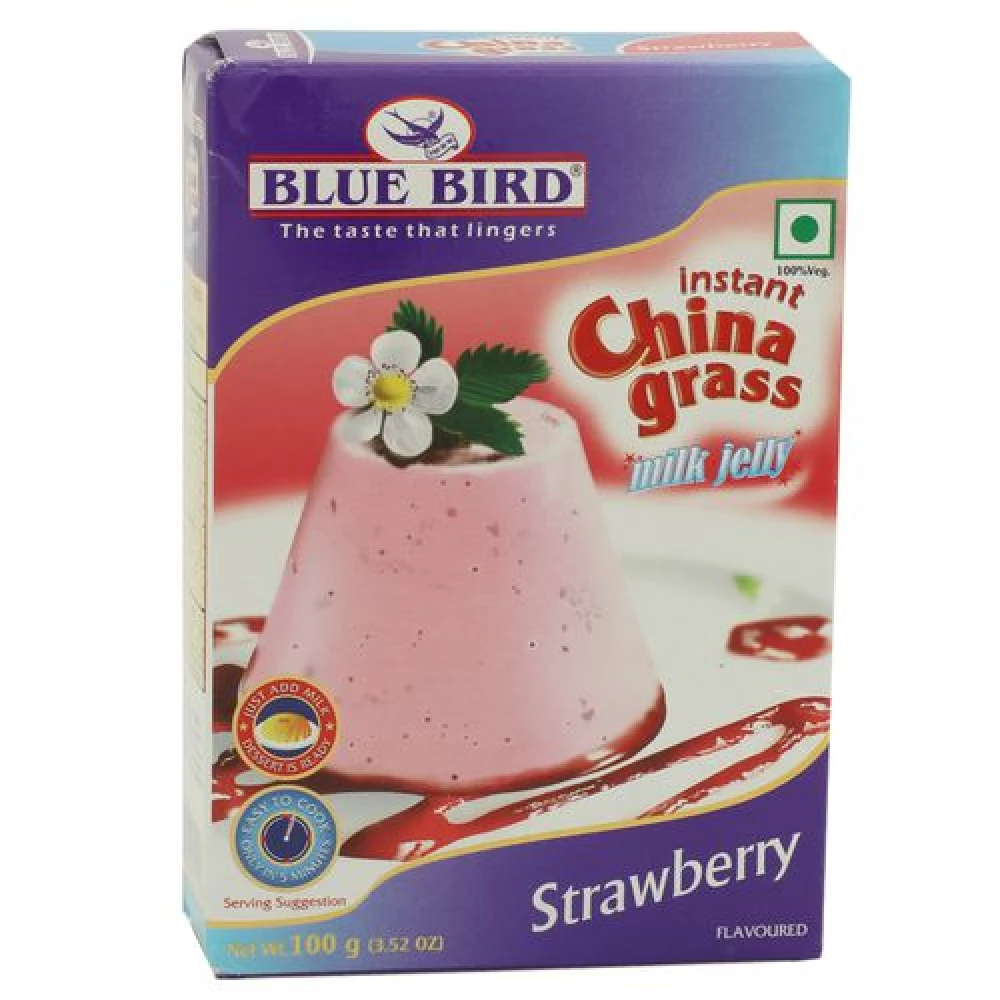 Blue Bird Instant China Grass Milk Jelly - Strawberry Flavoured, 100 g Carton-1.webp